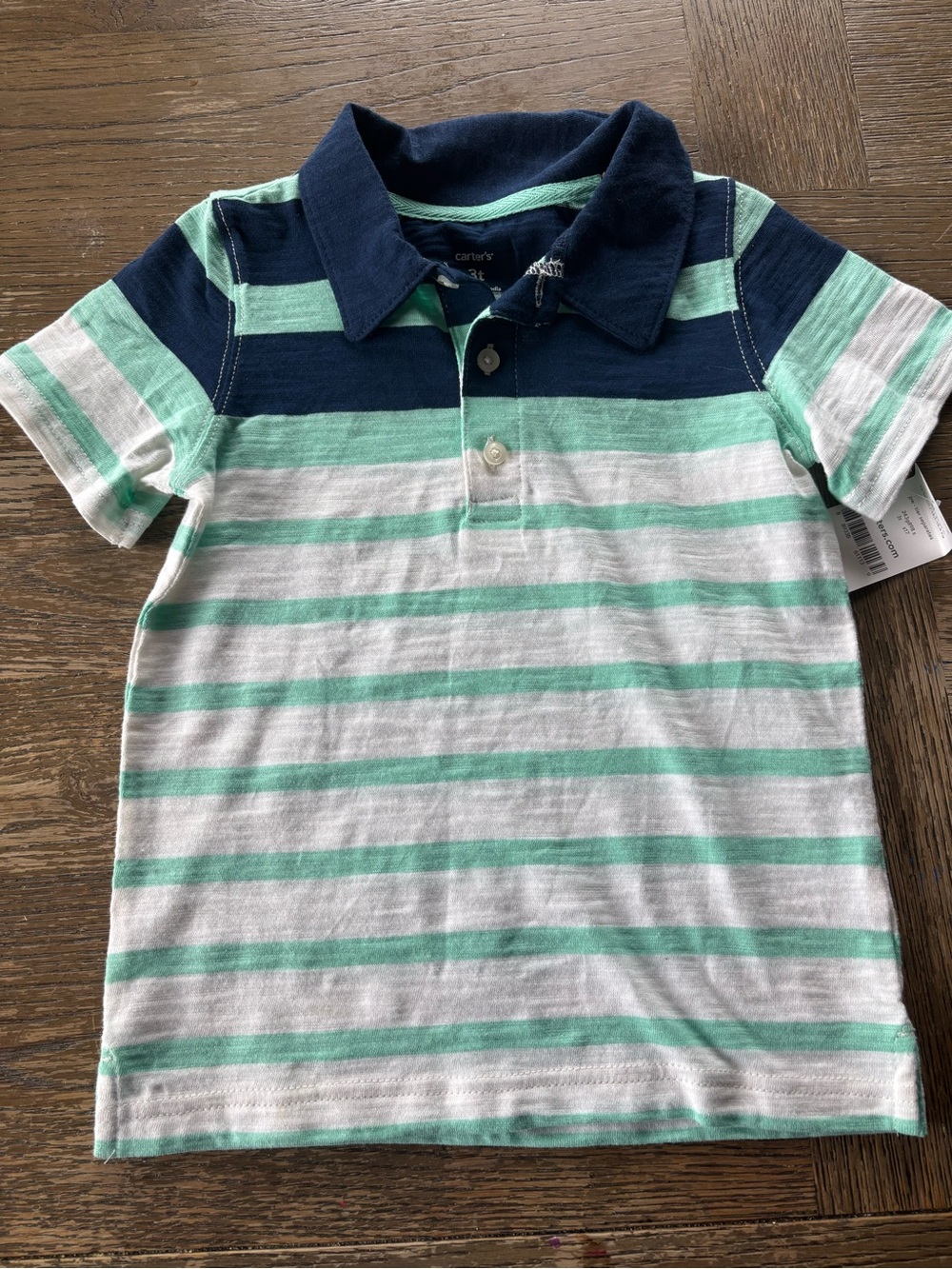 Carter's Mint Green, Navy & White Striped Polo Shirt